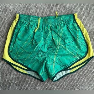 Nike Tempo Women's Brief-Lined Running Shorts Green/Yellow Size  Medium